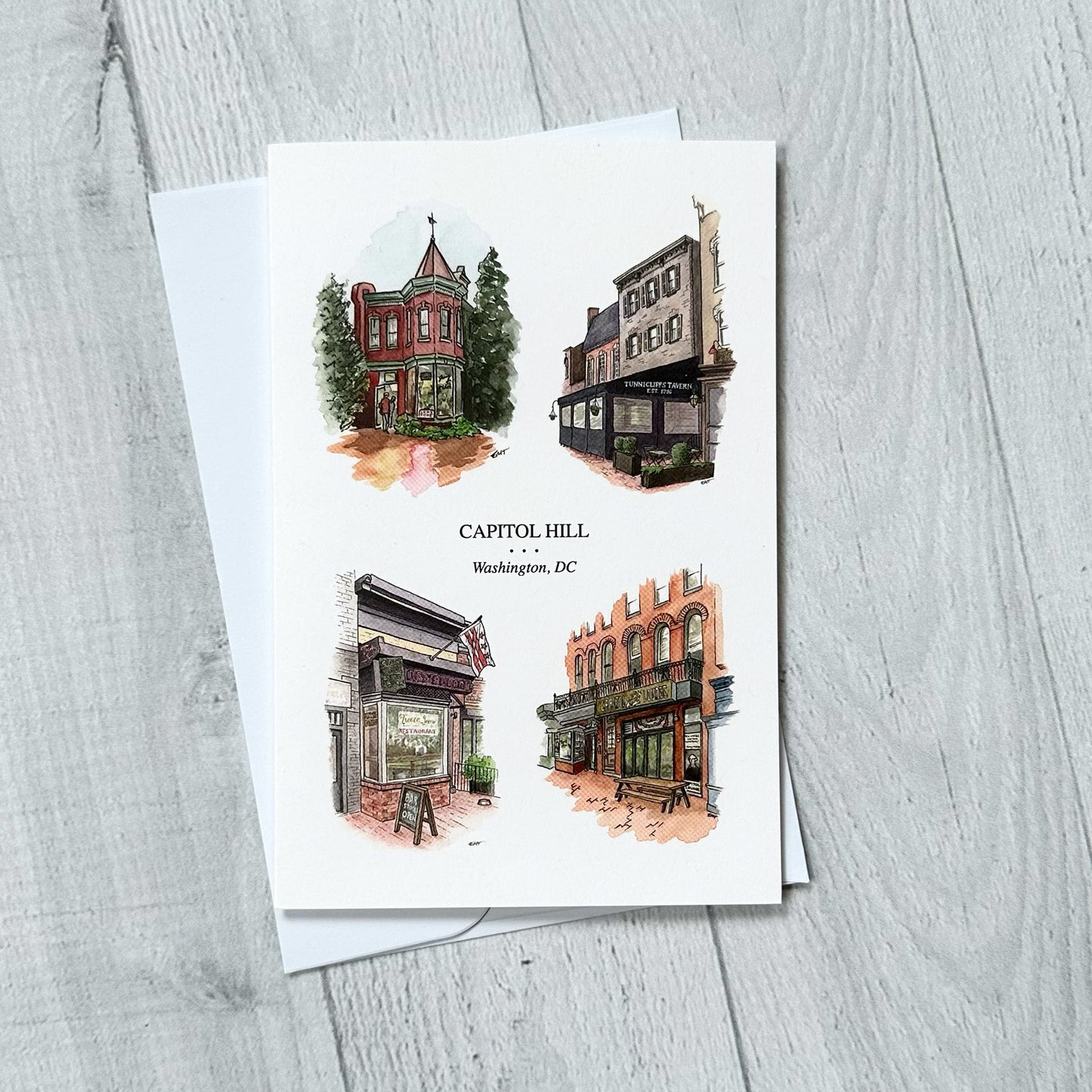 Capitol Hill All 4 Establishments Card (watercolor) (single)