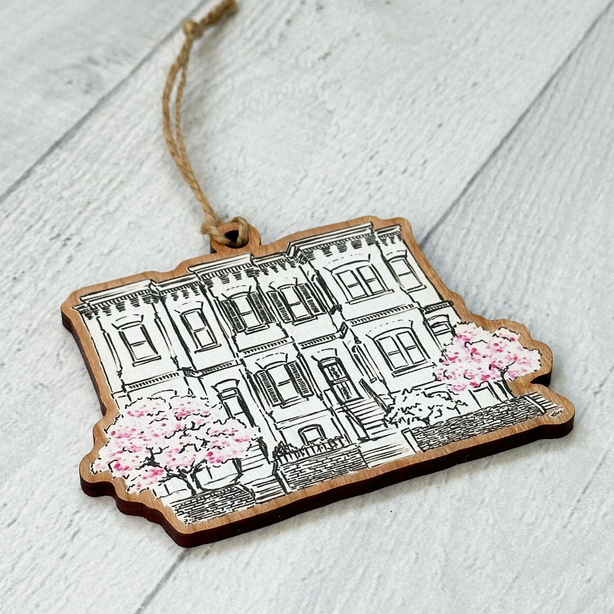 Cherry Blossom Row House Ornaments