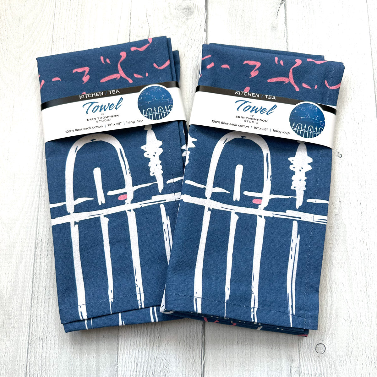 Cherry Blossom Fence Kitchen Tea Towel (flour sack cotton)