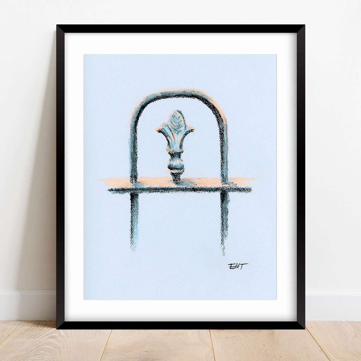 DC Fence Studies (framed original pastel/charcoal sketches)