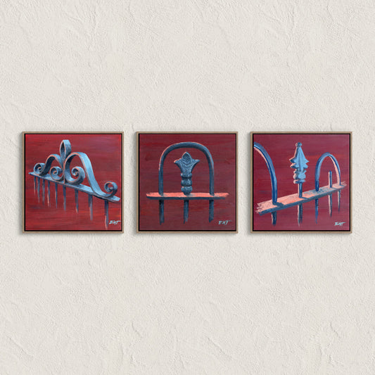 Ode to DC Fences, on Red (on canvas)