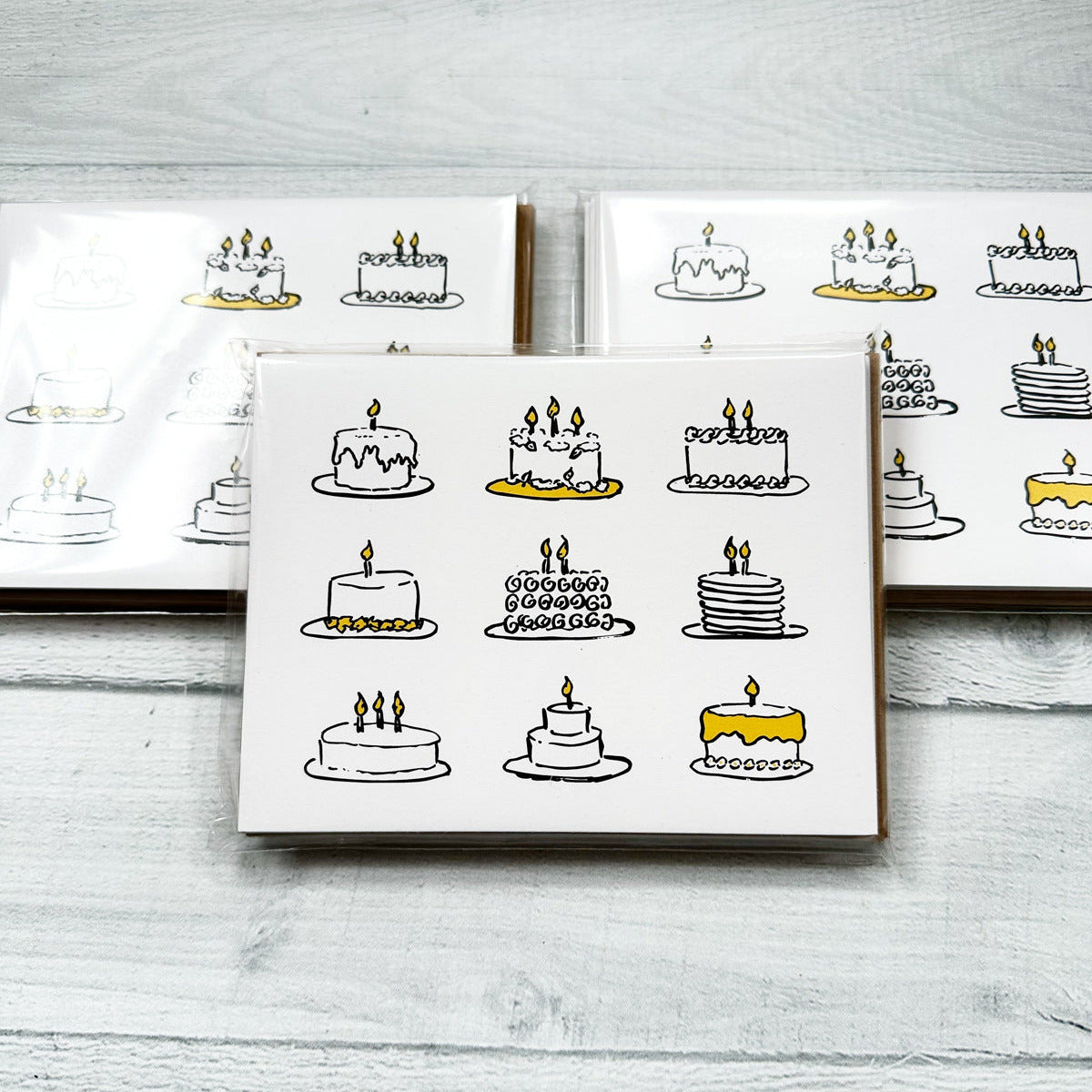 Happy Birthday Cakes cards (set of 6)