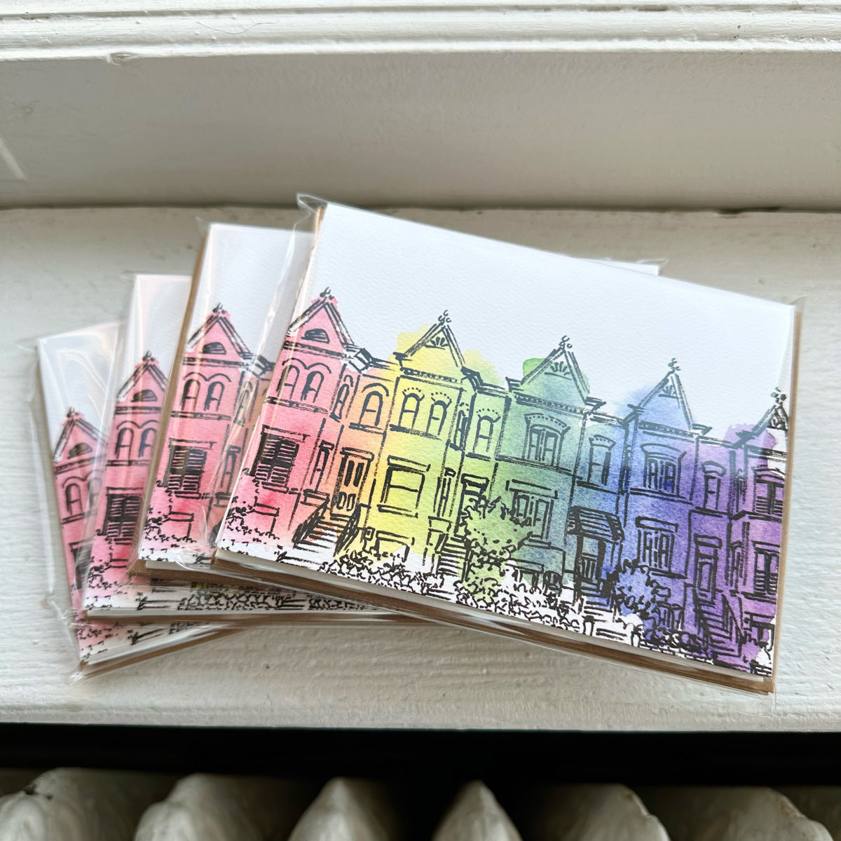 Rainbow Row Cards (set of 6)