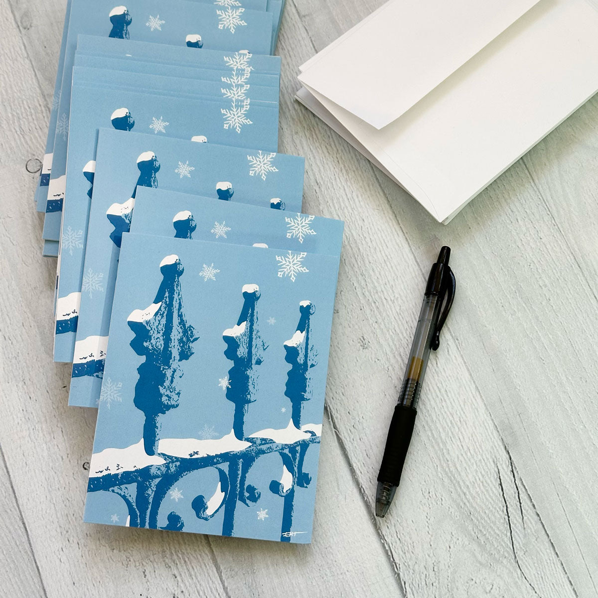 Bulk Snowy Fence Cards (25 cards with envelopes)