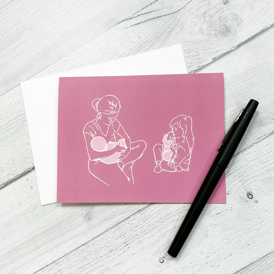 Parent/Child Nursing Baby (and baby doll) Card (single)