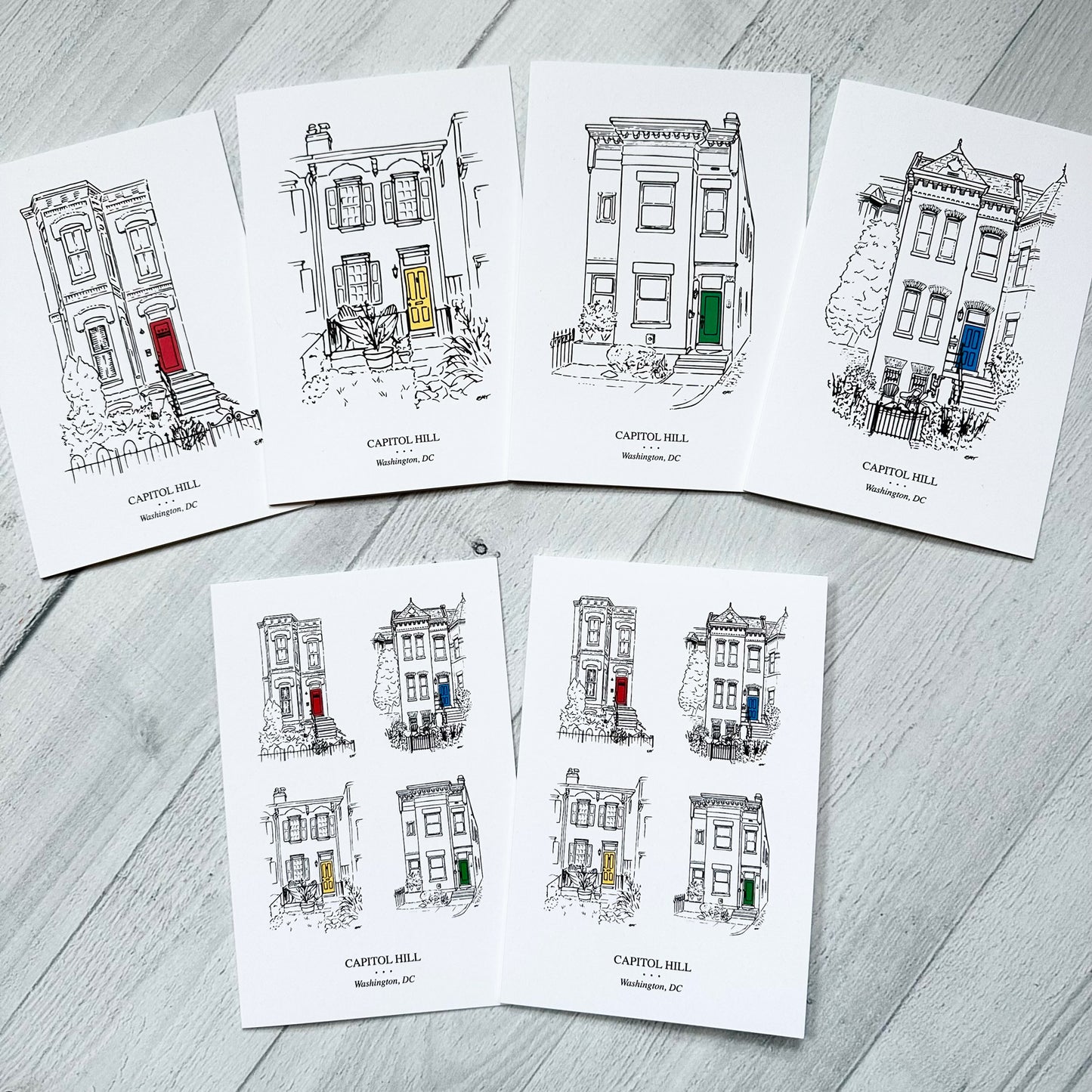 Capitol Hill Homes Cards (Colored Doors; set of 6)