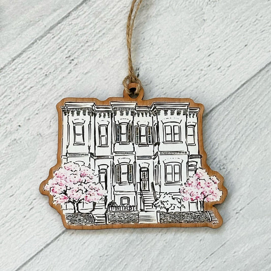 Cherry Blossom Row House Ornaments