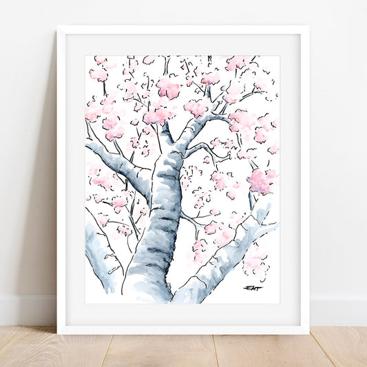 Cherry Blossom Tree Watercolor Print