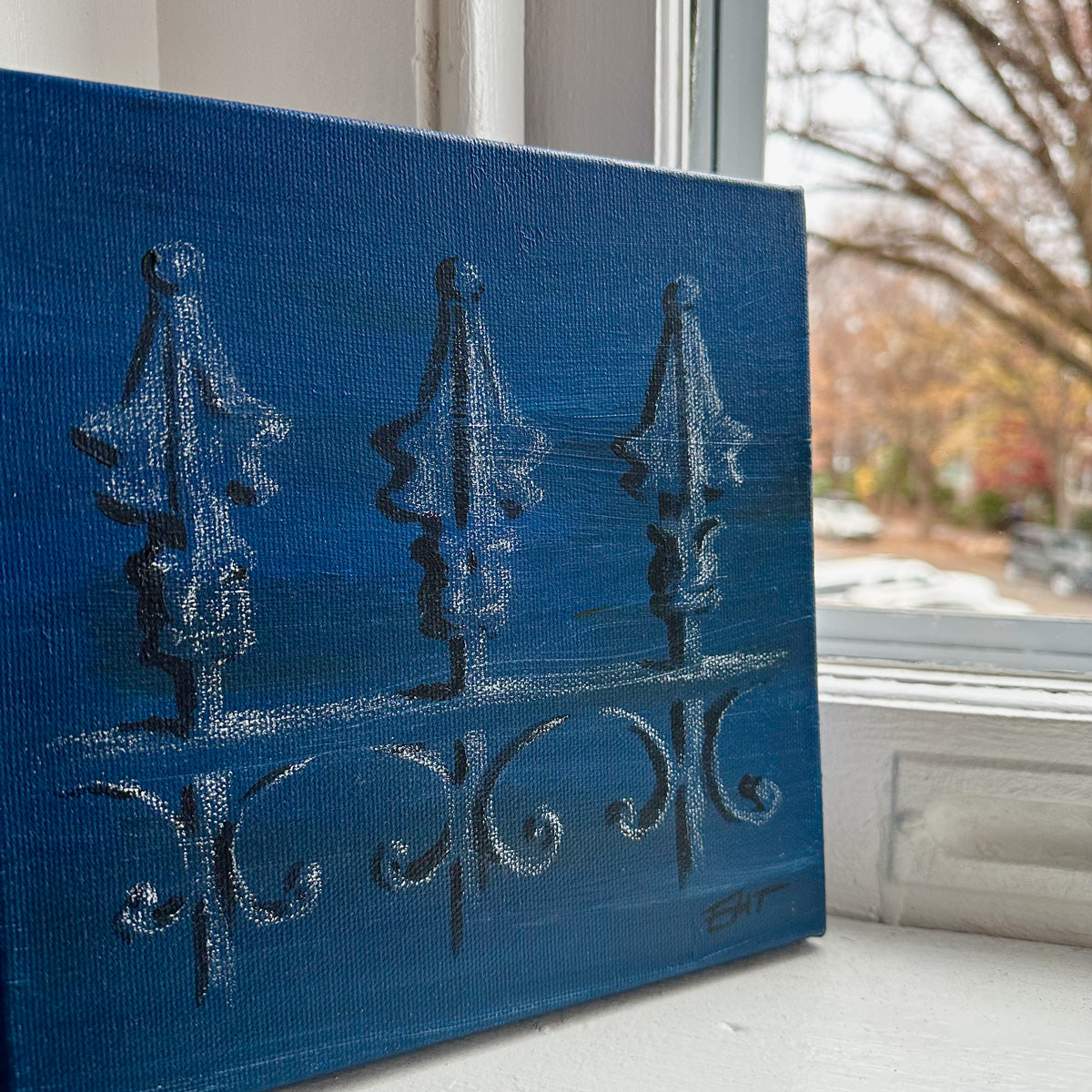 Ode to DC Fences, on Blue (on canvas)