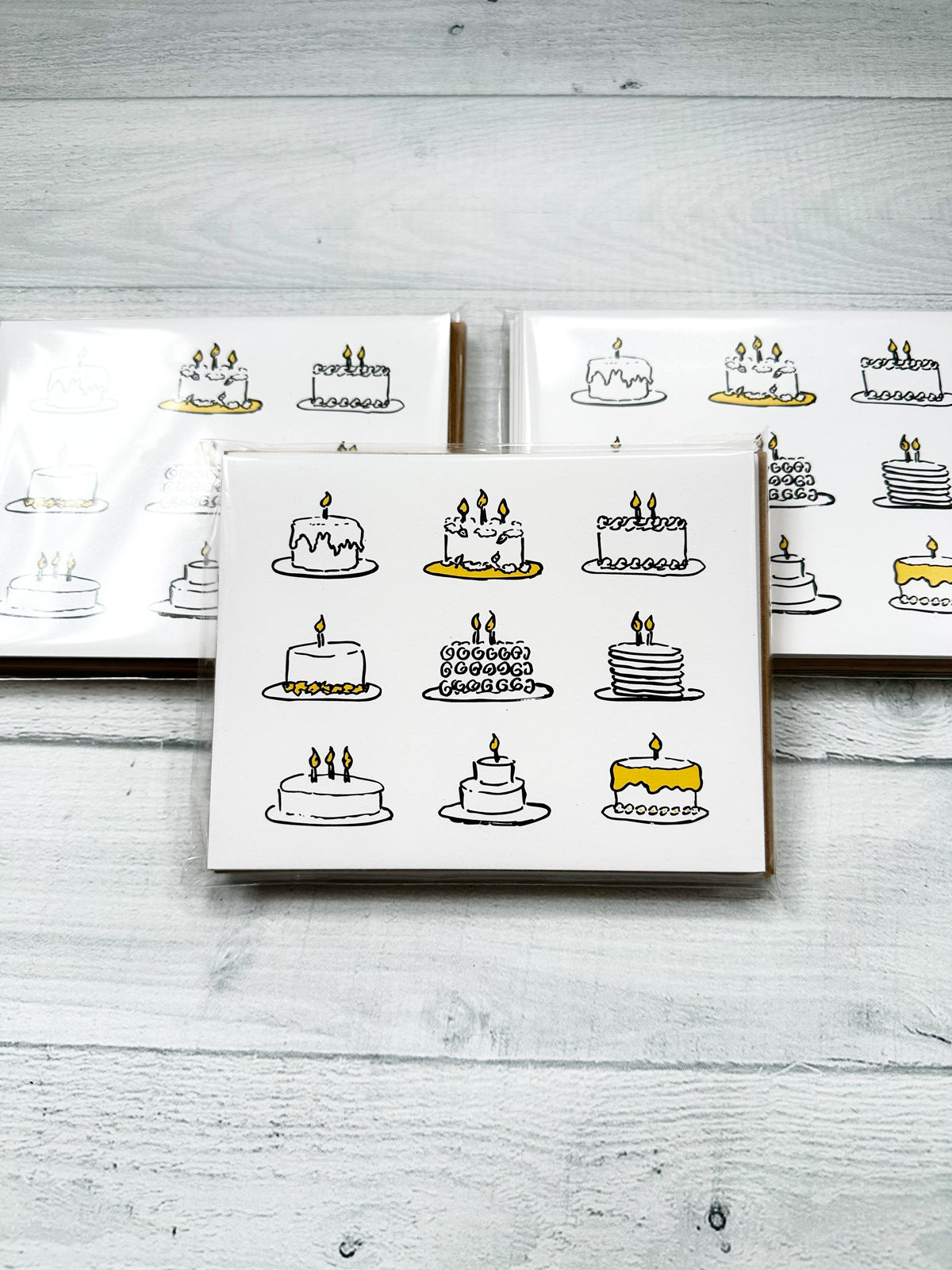 Happy Birthday Cakes cards (set of 6)