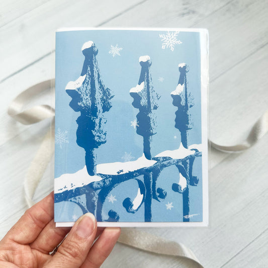 Snowy Fence Winter/Holiday Card (single)